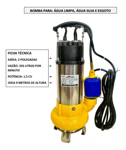 Bomba Fossa 2''' Submersa Pv 1100 - 1,5 Cv Lameira'' 2